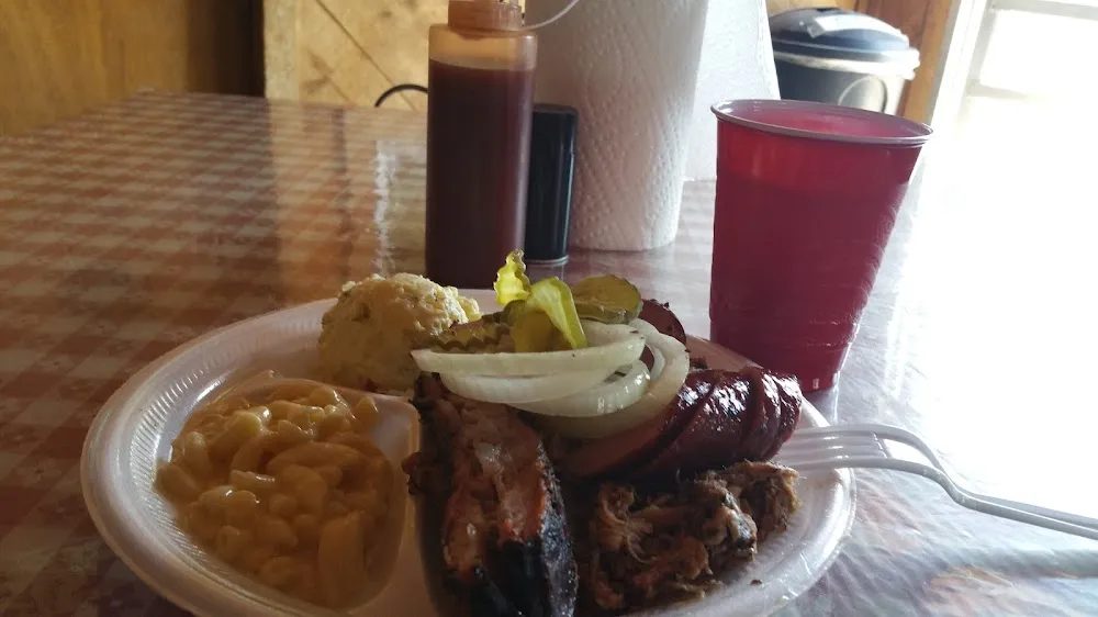 Three Meat Platter with Tater Salad & Mac N Cheese